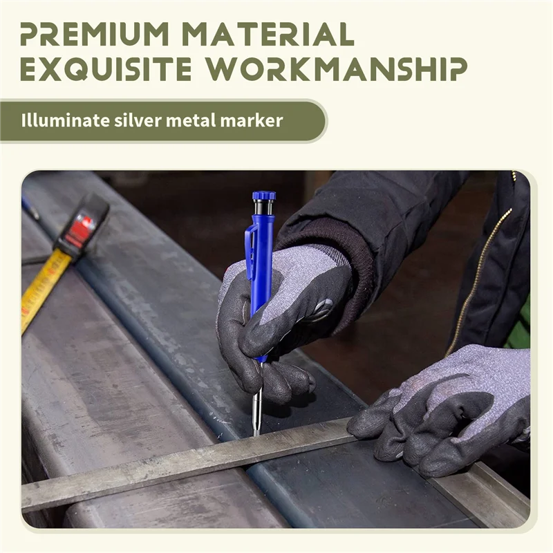 

AA19 Long Nosed Streak Welders Pencil With 7PCS 2.8Mm Refills Built-In Sharpener,For Pipe Fitter Welder Steel Construction