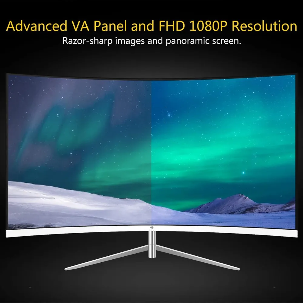 27-inch Curved Gaming Monitor, Full HD 1080P 1920x1080 LED Backlight Monitor, with 75Hz Refresh Rate and Eye-Care Technology