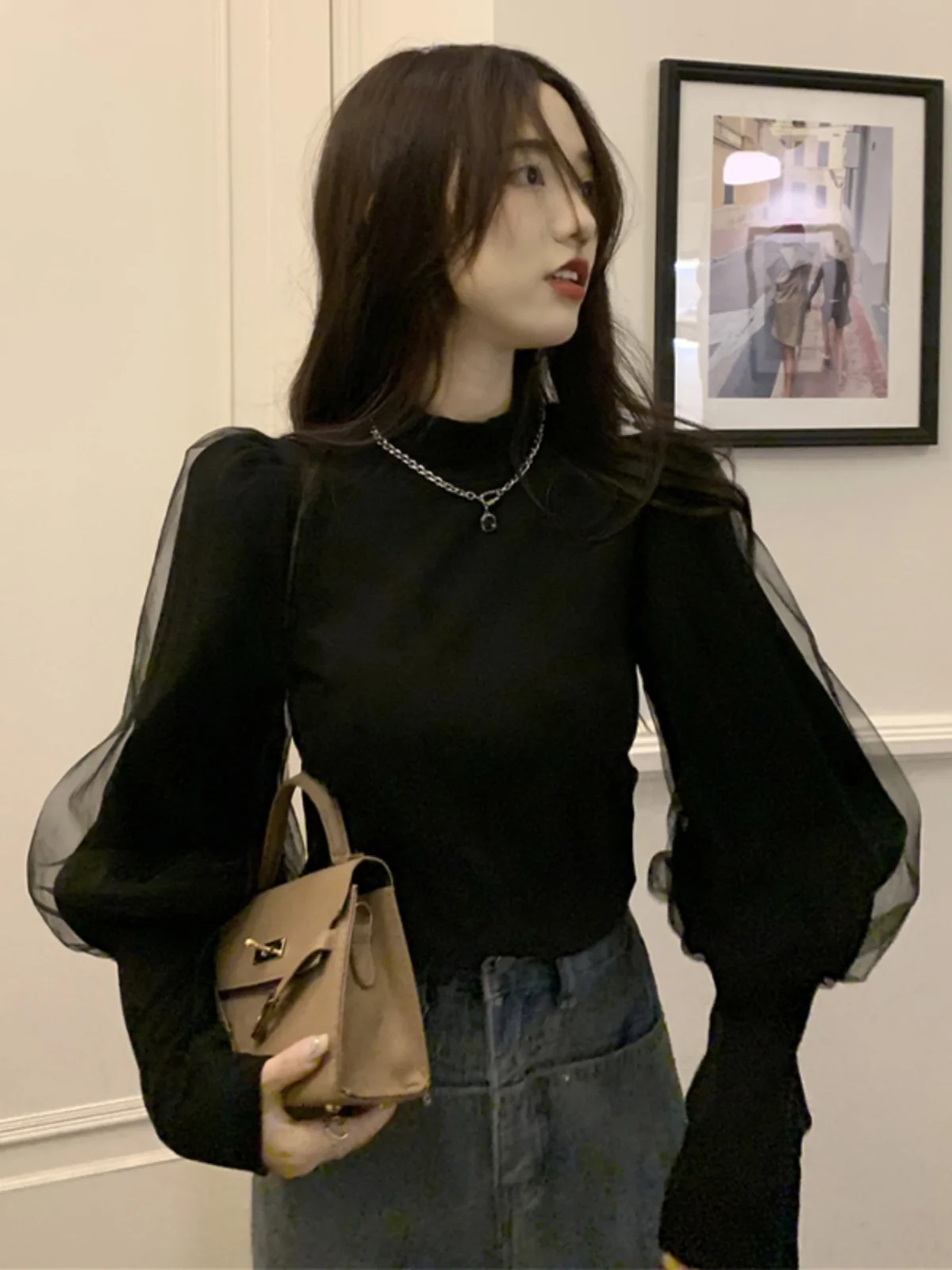 Camiseta de Manga Larga para Mujer, Estilo Informal, con Burbujas, Moderna, para el Trabajo, de Fibra de Poliéster, Corte Regular