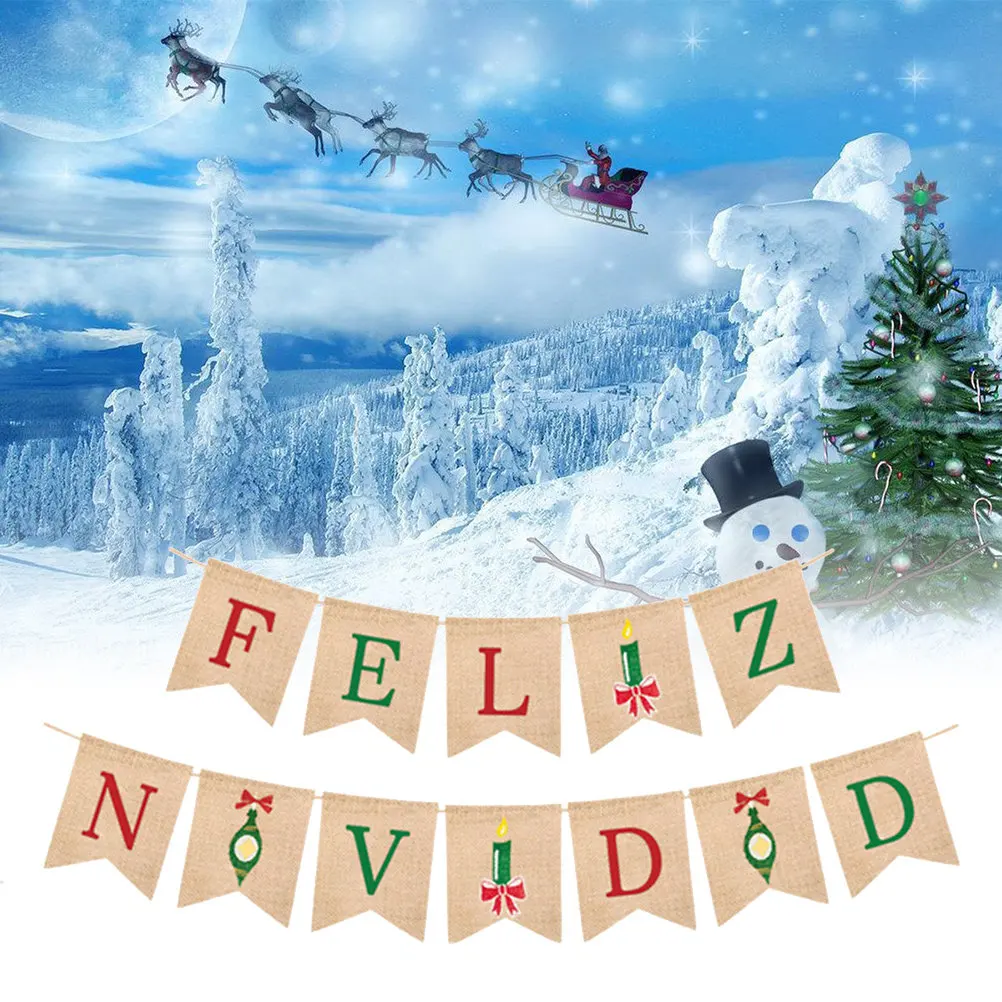 

Рождественский баннер из мешковины, праздничное украшение для дома и улицы, для вечеринок, стен, деревьев, окон, праздничные флажки-вымпелы