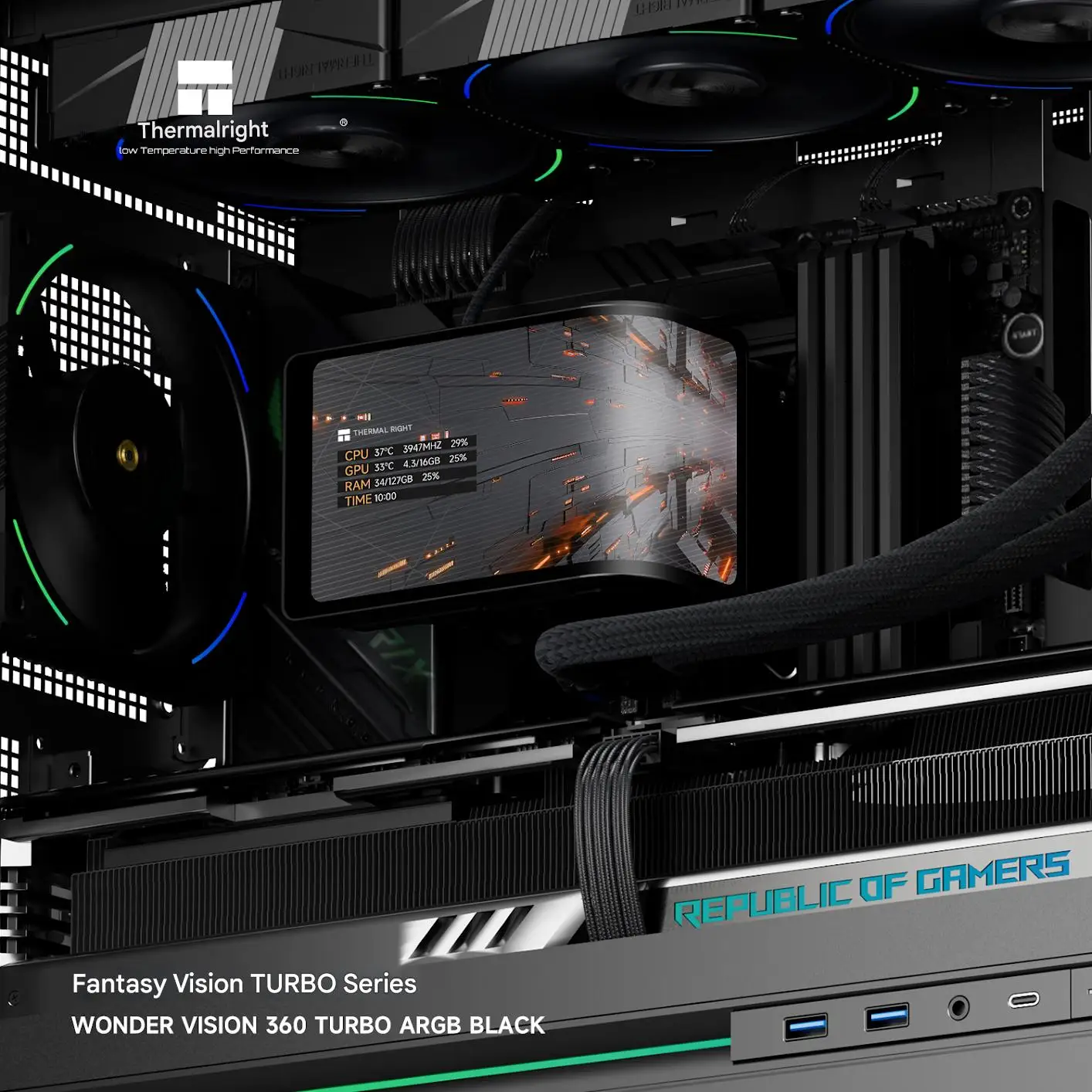 Thermalright WONDER VISION 360 TURBO ARGB ชุดระบายความร้อนด้วยน้ำแบบ All-In-One ขนาด 360 มม. หม้อน้ำระบายความร้อนด้วยน้ำ หน้าจอโค้ง AMOLED 2K 3D ขนาด 6.67 นิ้ว สำหรับ LGA 1851/1700/AM5/AM4