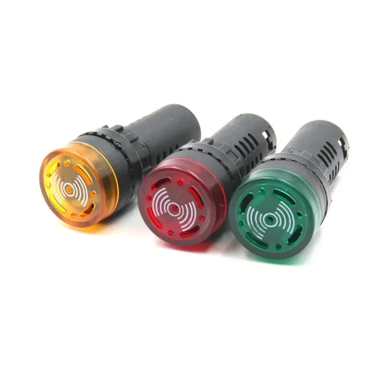 2pc AD16-22SM 12V 24V 36V 110V 220V 380V 22mm Flash Signal Light Indicator LED Active Buzzer Beep Alarm Red Green Yellow Black