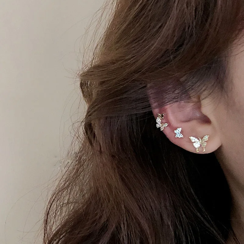925 Silver Needle Smart Butterfly Small Earrings Women's Trendy Ear Clips are cold, simple and small earrings are trendy and