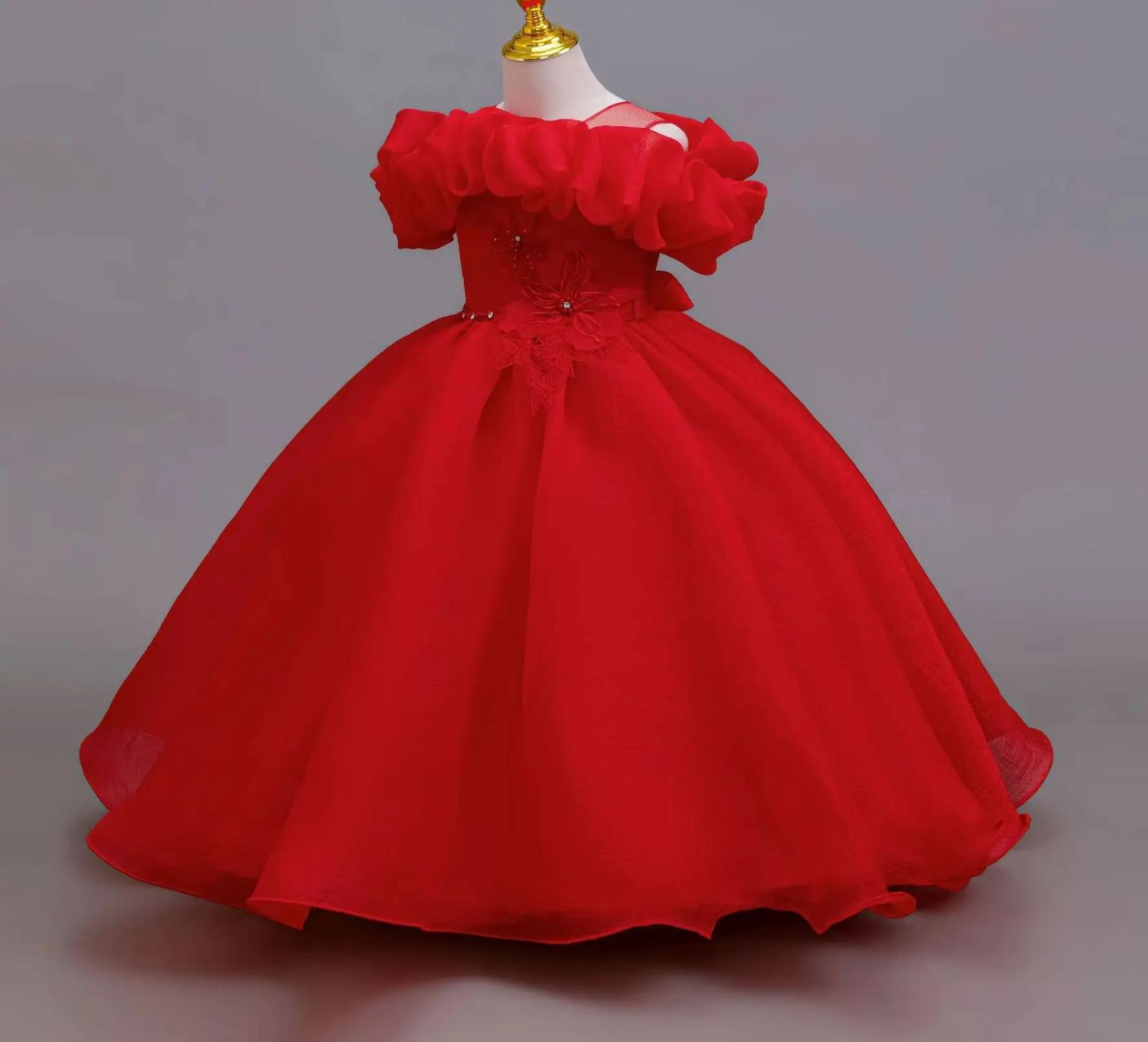 New Piano Girls' Elegant Wedding Dress Flower Girl Ceremonial Party Dresses Kid Clothes 4 to 12T view 5
