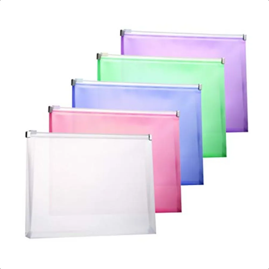 

Plastic Envelopes 5PCS Legal Size Poly Zip Envelope with Zipper Expanding Plastic Zip Envelopes for Home Office School