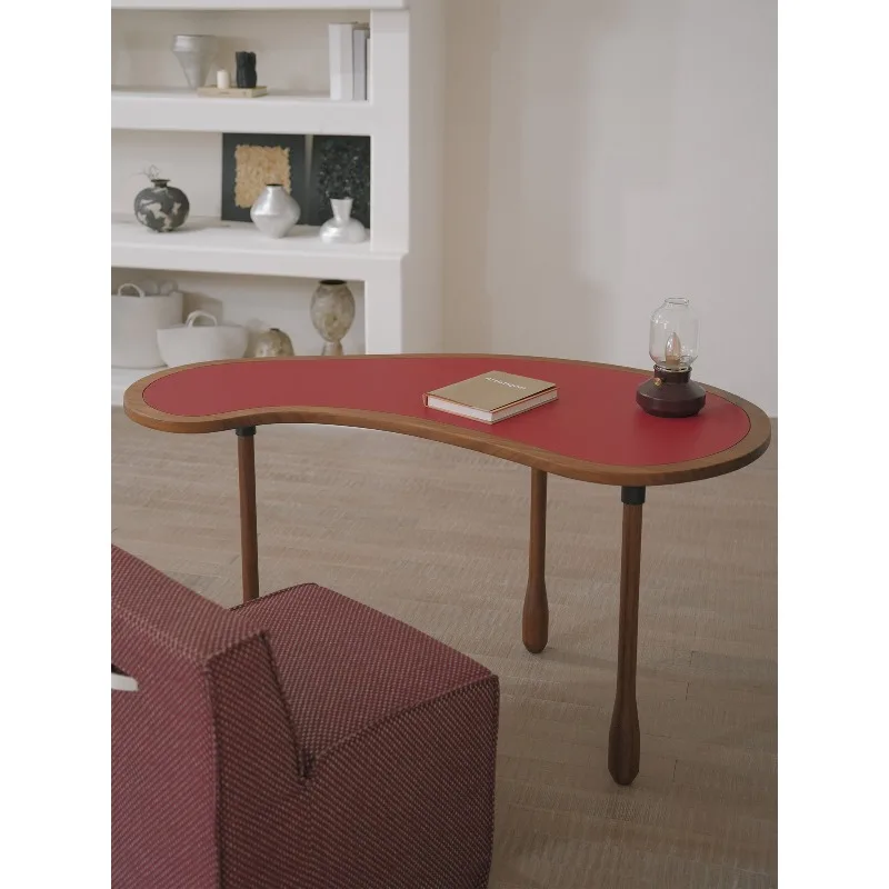 

Curved designer office computer desk Special-shaped irregular contrasting color table