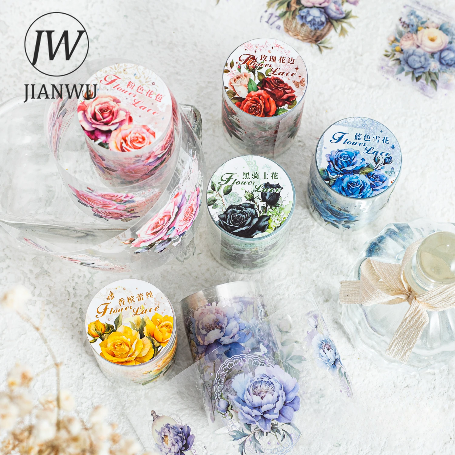 JIANWU 60mm*200cm Flower Dream Lace Series Vintage Plant Material Decor PET Tape Creative DIY Journal Collage Stationery