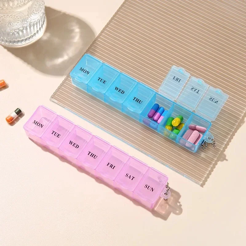 1/3/4Pcs New Weekly Mini Pill Medicine Box Tablet Holder Storage Organizer Container 7 Grids  Independent Lattice Hot