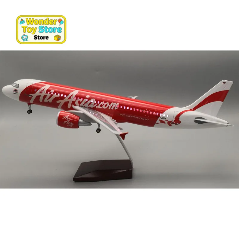 

Статическая модель самолета A320, 47 см, со светодиодной подсветкой и колесами, имитация, настольное украшение для авиационных коллекционеров, декор для дома