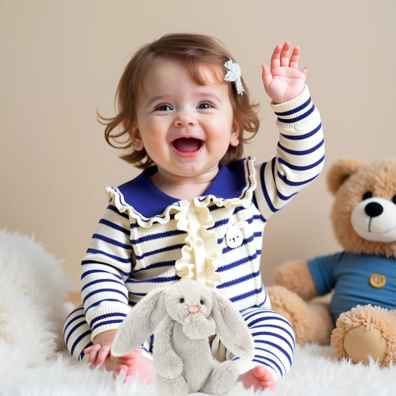 UNITIM طفل الفتيات السروال القصير أرنب زين مخطط متماسكة الوليد 0-1Y الفتيات حللا جديد الشتاء الاطفال طفل الفتيات داخلية