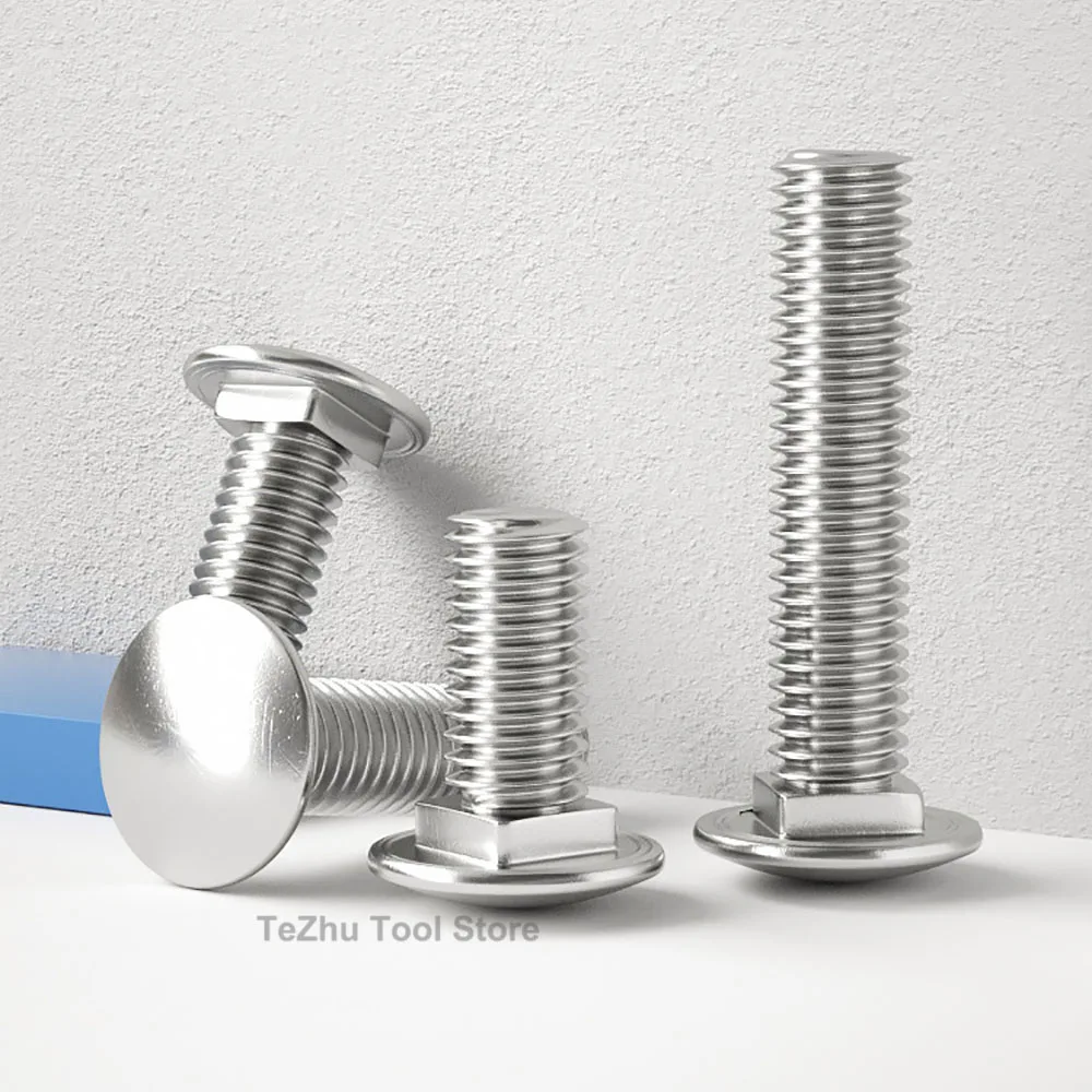M3 M4 M5 M6 M8 M10 M12 304 Stainless Steel Truss Round Head Square Neck Carriage Screw Coach Bolt For Shelf Desk Length 10-100mm