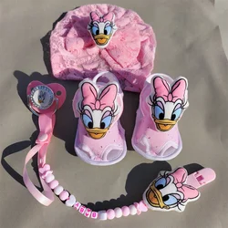 Disney Anime Summer Pink Daisy Duck Newborns Shoes Set Girl Baby Shower Gifts for Friends Non Slip From 0 To 4 Months Toddler