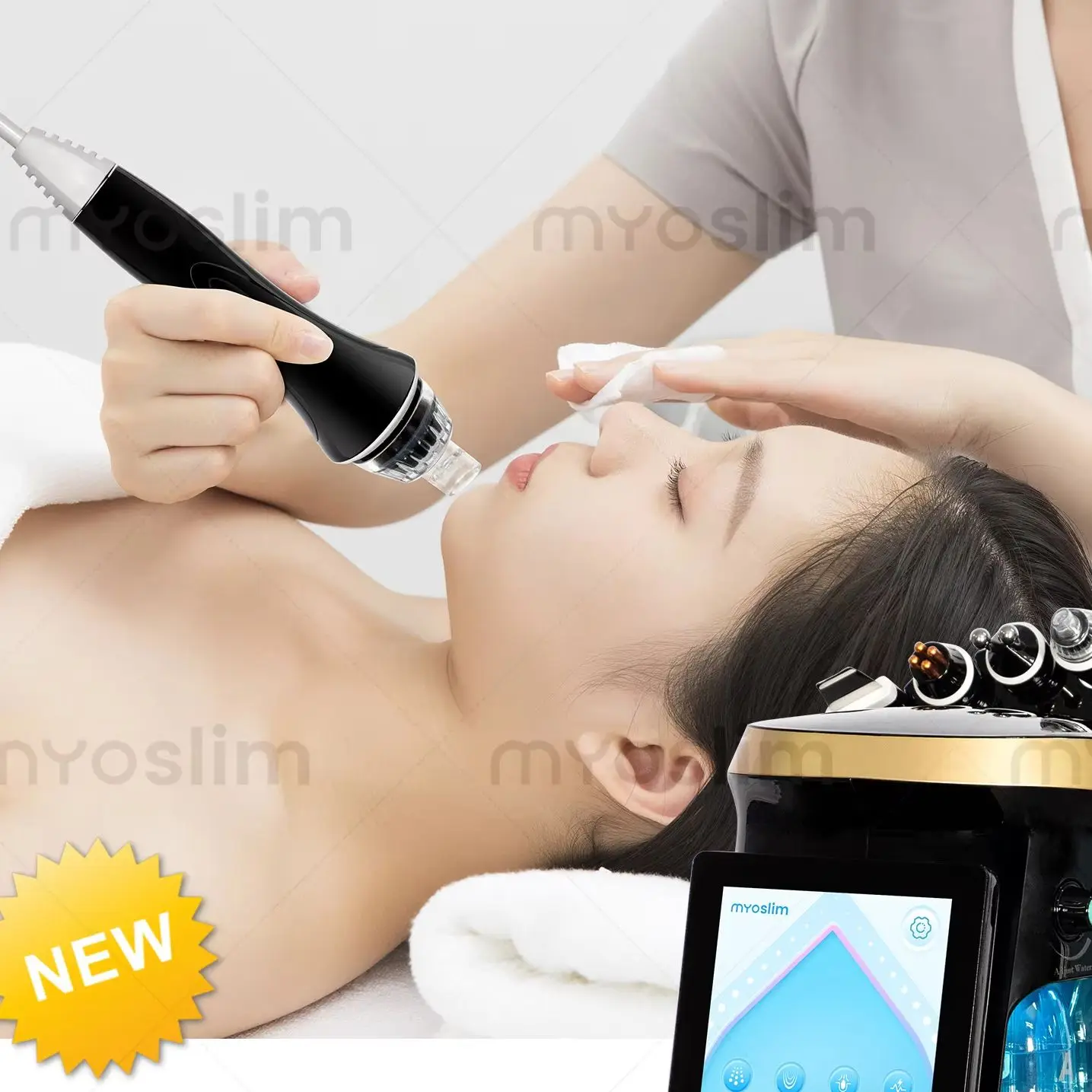 Water Hydra Dermabrasion Machine Oxygen Black Gold Intelligent Jet Aqua Peeling Small Bubble Microcurrents for Facial Cleansing