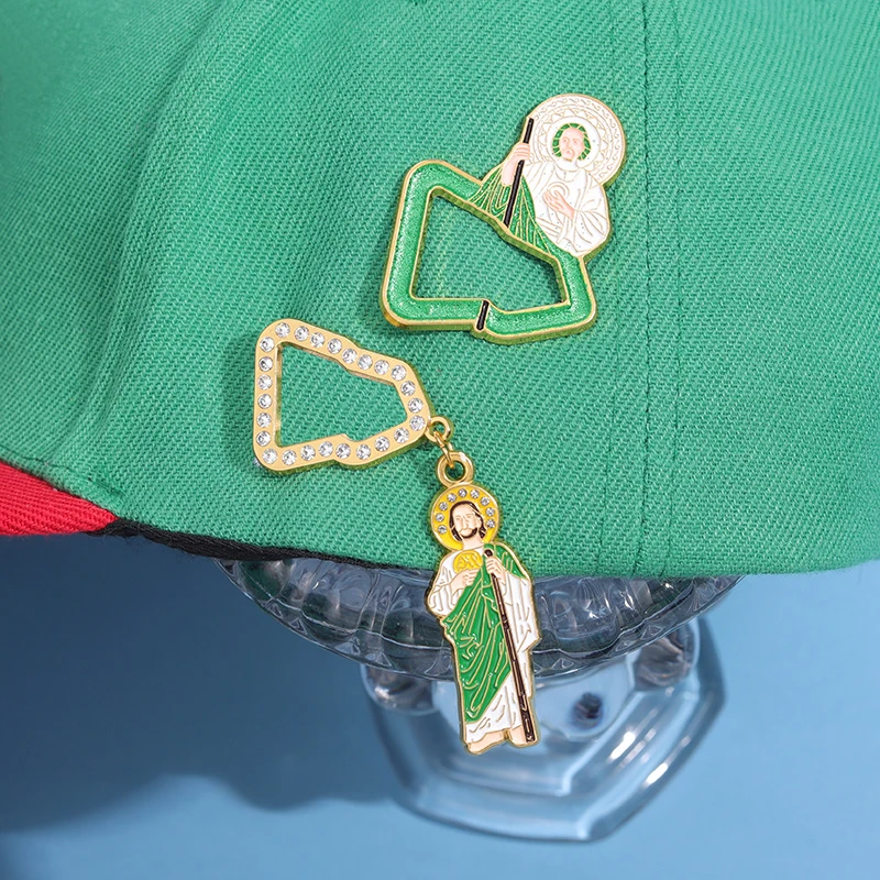 Neue mexikanische Metall Abzeichen Emaille Pins kreative Jesus Anhänger Cowboy Hut Clip Abzeichen Tasche Pin Golf Cap Basketball Clip Schmuck Geschenk – Detail 10