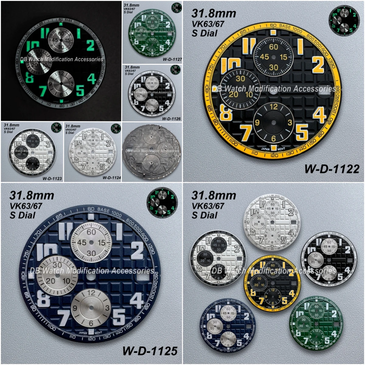 

31.8mm S Logo Panda Oak Dial Fit VK63/67 Quartz Movement Green Luminous High-Quality Watch Modification Accessories