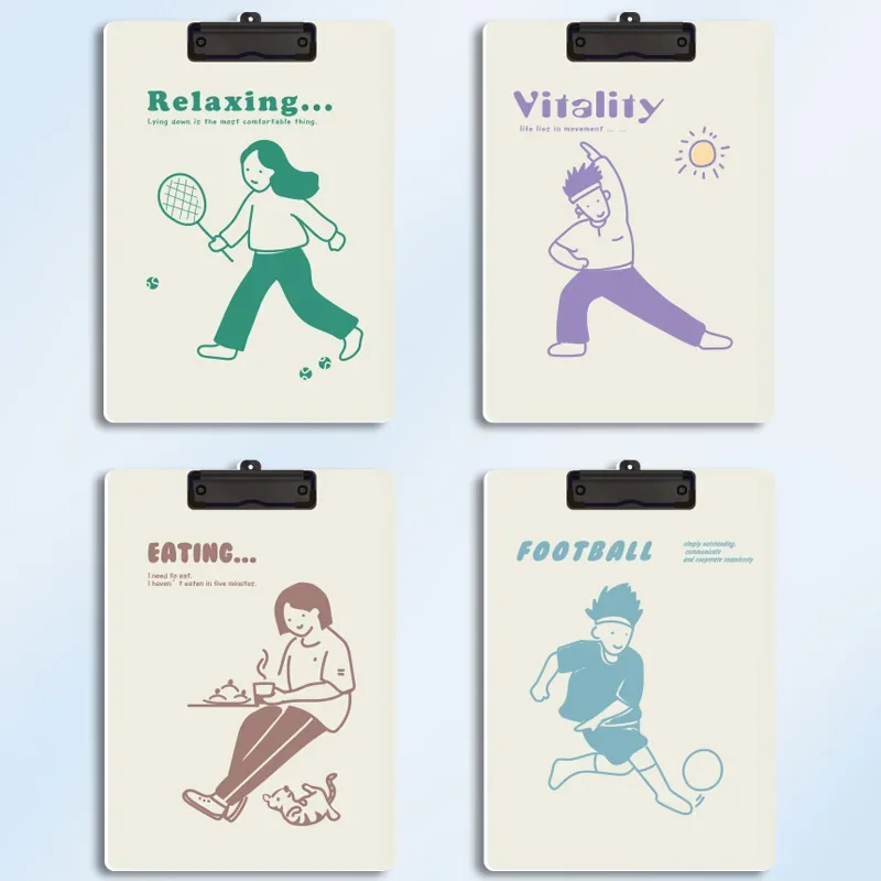 

A4 Cartoon Clipboard File Folder Double-Layer Writing Board Writing Clipboard for School and Office Use Vertical Document Holder