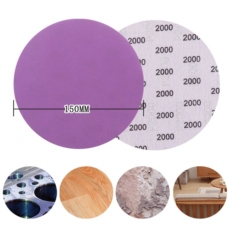 6 Inch Sanding Disc 60-10000 Grit Waterproof Sandpaper Purple Aluminum Oxide Sandpaper For Woodworking Automotive Metal