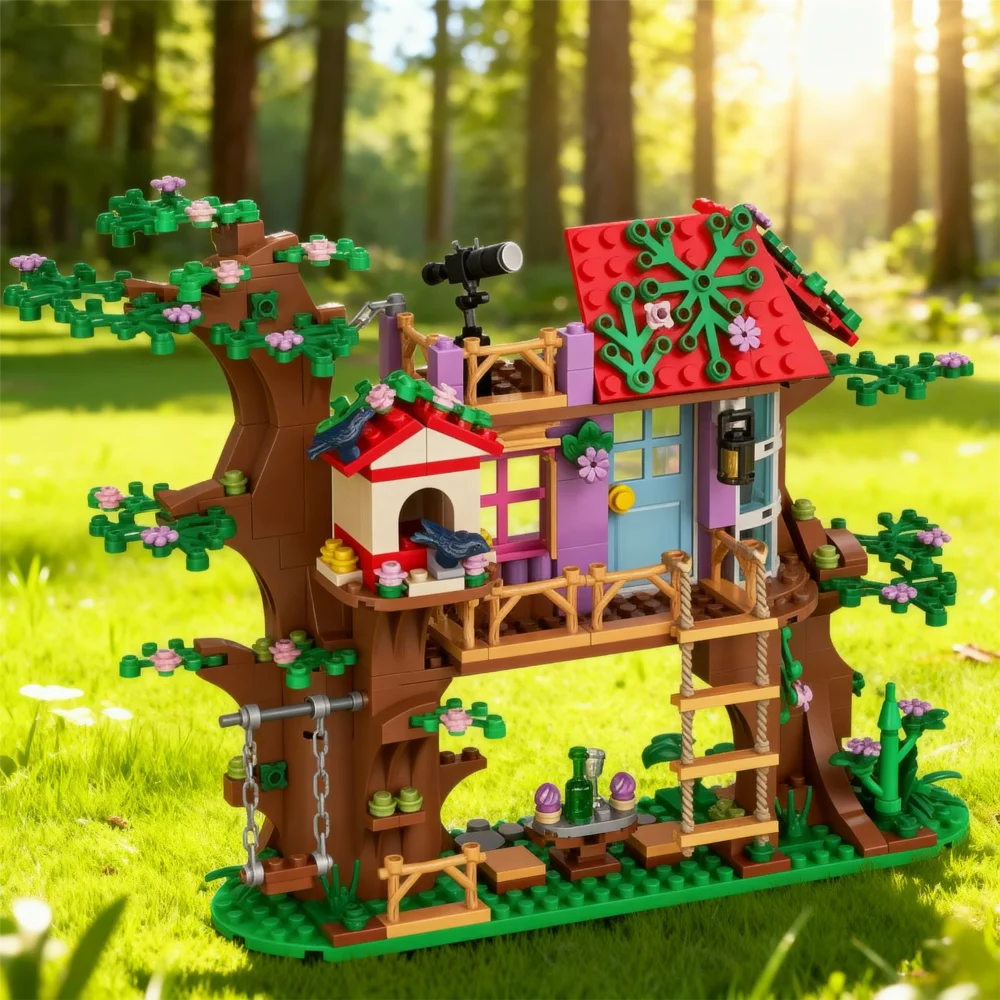 บล็อกตัวต่อบ้านพักตากอากาศริมชายหาดพร้อมสไลเดอร์น้ำ - บ้านในฝันแบบแปลงสภาพได้ ของเล่น DIY สำหรับเด็กผู้หญิง ของขวัญวันเกิดสุดสร้างสรรค์