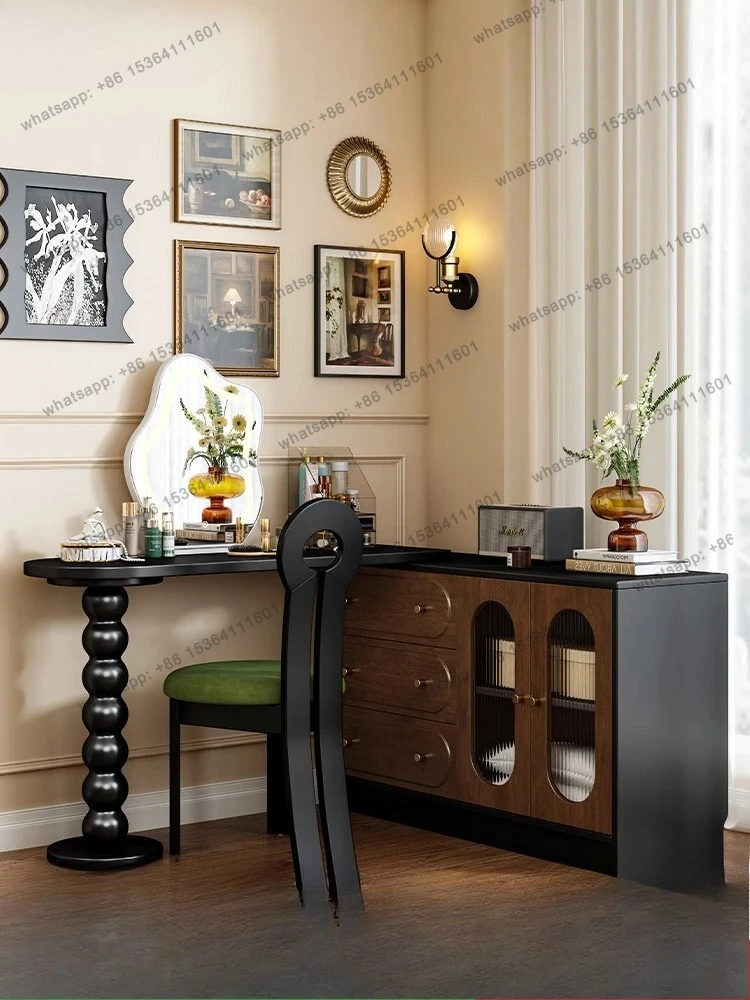 retro dresser, antique chest combination, integrated bedroom storage cabinet, makeup table retractable