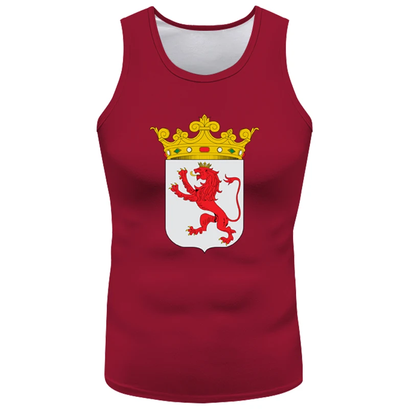 Flag Of Leon Vest Free Custom Name Spain Provincial Flags Tank Top Summer Men'S And Women'S Team Sports Sleeveless T-Shirt