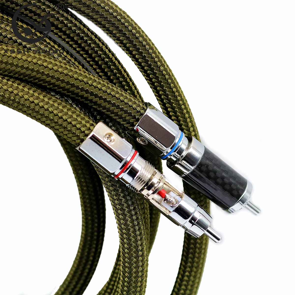 1 пара разъемов HIFI RCA XSSH Audio OFC с чистым медным покрытием, серебристый, двойной экран, 2-ядерный, 2 RCA до 2 RCA, кабель аудиосигнала, линейный провод