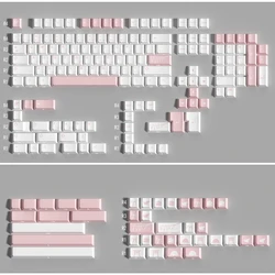 195 Keys+ Cherry Blossoms Sakura Keycap PBT Dye Subbed White Pink Keycaps For 61 64 68 87 980 104 HHKB Cherry Profile Keycap