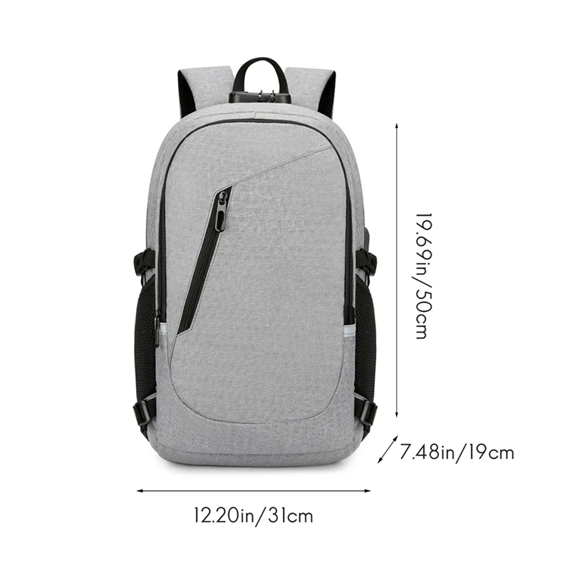 Big Capacity Computer Backpack With Anti-Theft Function For Carrying Laptop Grey