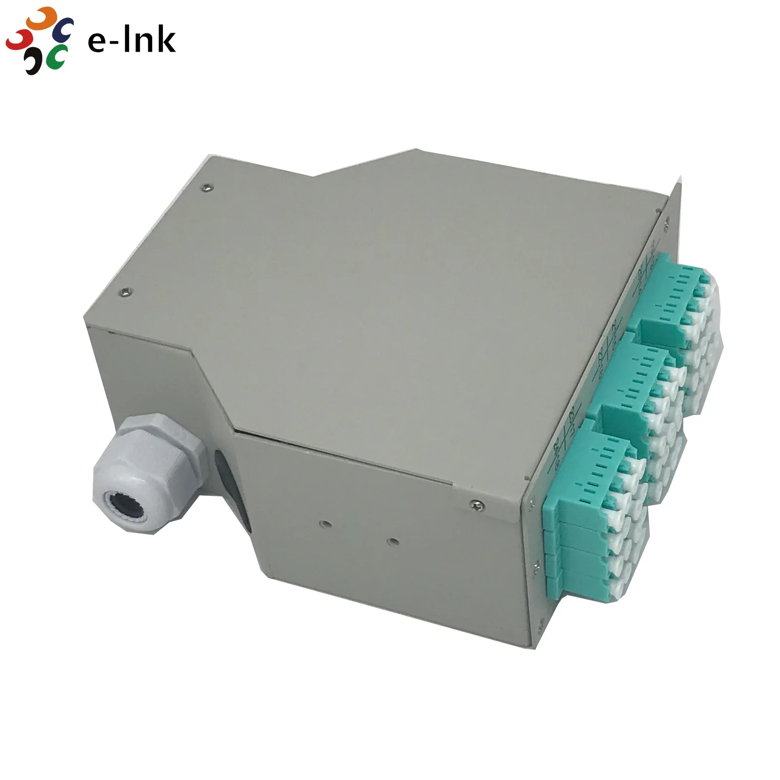 Din Rail Fiber Patch Panel 12pcs Quad LC Adapters