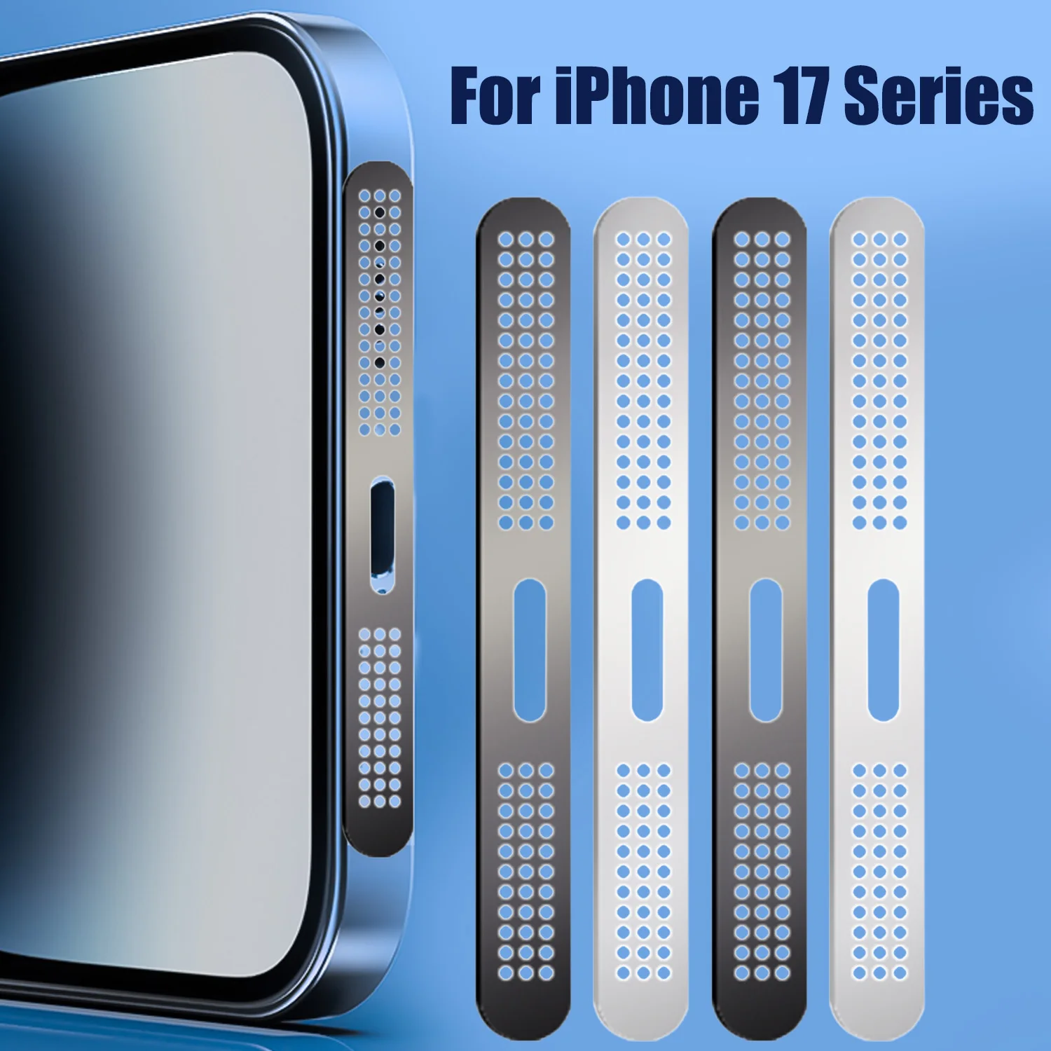 Capa adesiva antipoeira de malha de alto-falante de metal para iphone 17/17 pro/17 air/17 promax kits de limpeza anti-arranhões e anti-poeira