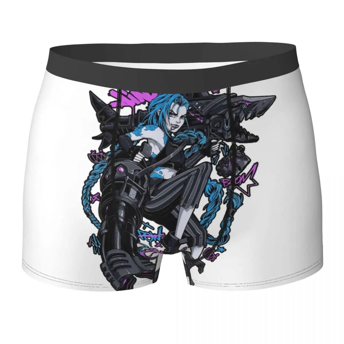 

Jinx Arcane Underwear League of Legends Anime Game Male Underpants Custom Classic Boxer Shorts Quality Shorts Briefs Plus Size