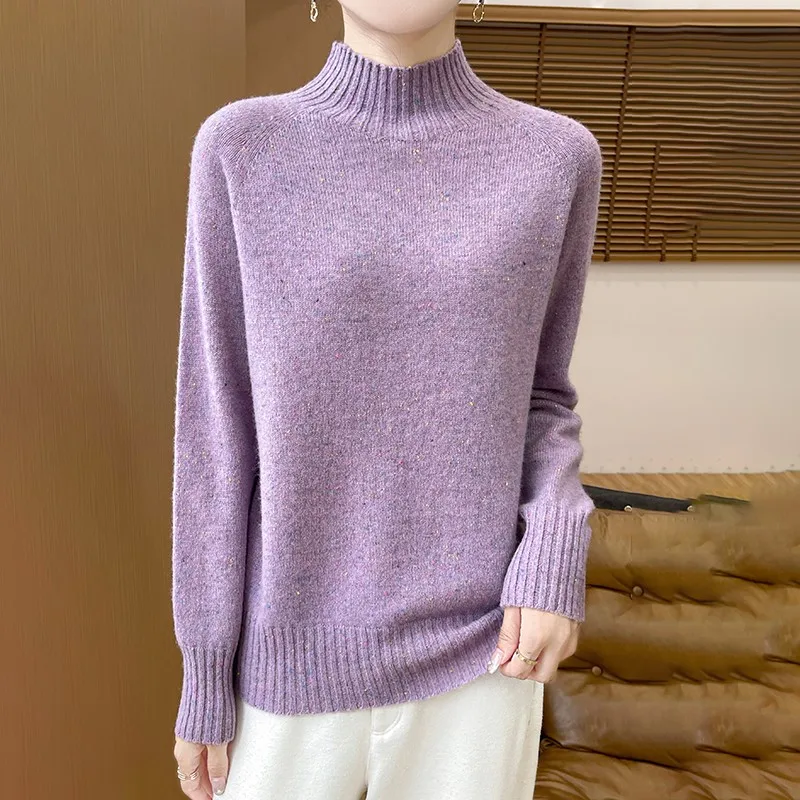 Winter High-End Fashion Warm Woolen Sweater Long Sleeve Pullover Sweater Light Luxury Simple Woolen Sweater Warm Sweater-WQ286