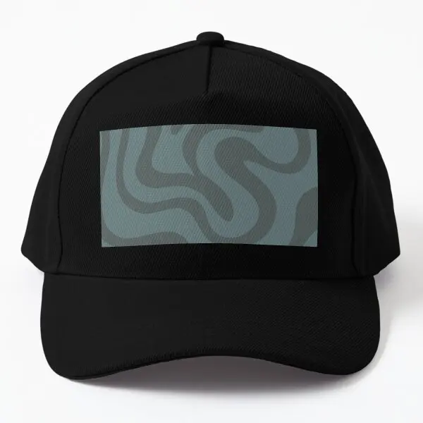 Muted Teal Retro Squiggles  Baseball Cap Hat Boys Hip Hop Outdoor Casquette Solid Color Printed Sun Mens Spring  Snapback