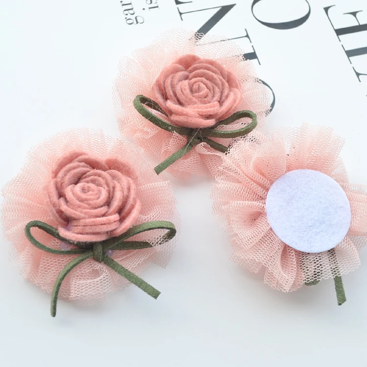 Rosa rosa bordado parches bordados para ropa flores, bonito coser en parches decorativos para ropa broche bordado diy