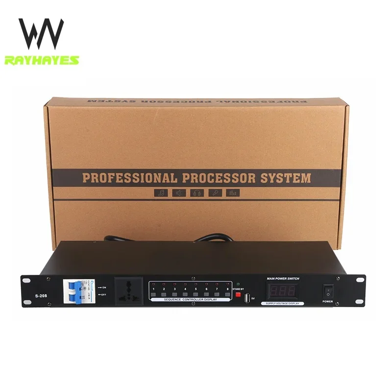 RAYHAYES S-208 Audio Power Sequence Controller 8+1 Channel Power Controller Voltage Display Air Power Switch Controller