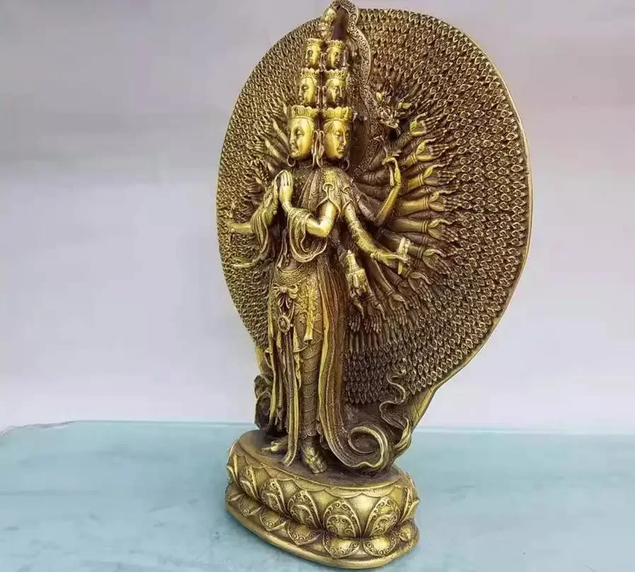 Metal 1-foot standing Thousand Hand Guanyin 22 * 7 * 30 * cm ornaments, home decoration, office stationery, creative ornaments