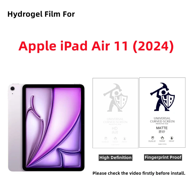 

2pcs HD Tablets Hydrogel Film For Apple iPad Air 11 (2024) Matte Screen Protector For iPad Air 11 (2024) Matte Protective Film