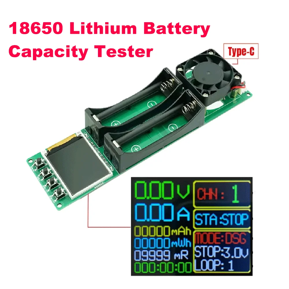 DC 5 V 18650 Lithiumbatterij Capaciteit Tester Module MAh MWh 2-kanaals Digitale Batterij Power Detector Module Type-C Interface