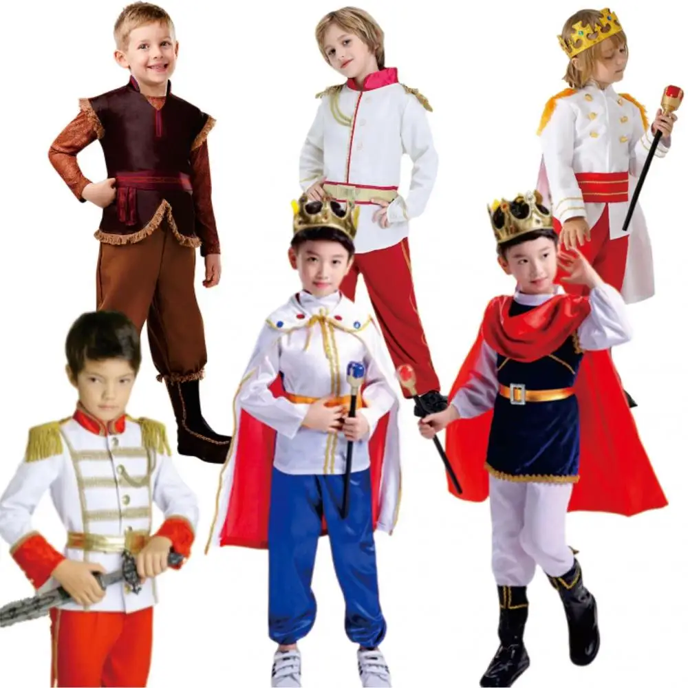 Costume da principe per bambini ragazzo Halloween Prince costumi Cosplay Set da 7 pezzi regali per bambini abbigliamento King abbigliamento per feste di carnevale