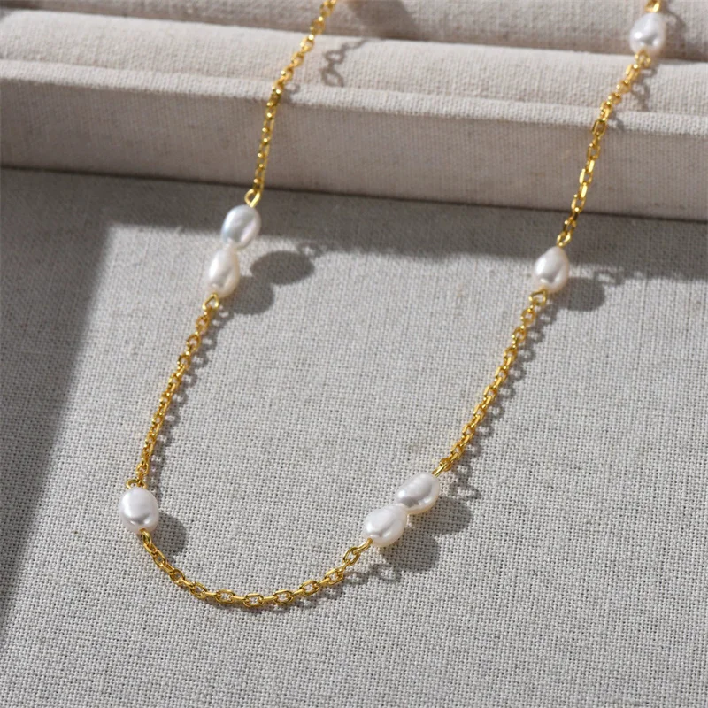

Французская модная цепочка на ключицу из натурального жемчуга для женщин, нежное элегантное изысканное ювелирное ожерелье из бисера для банкета