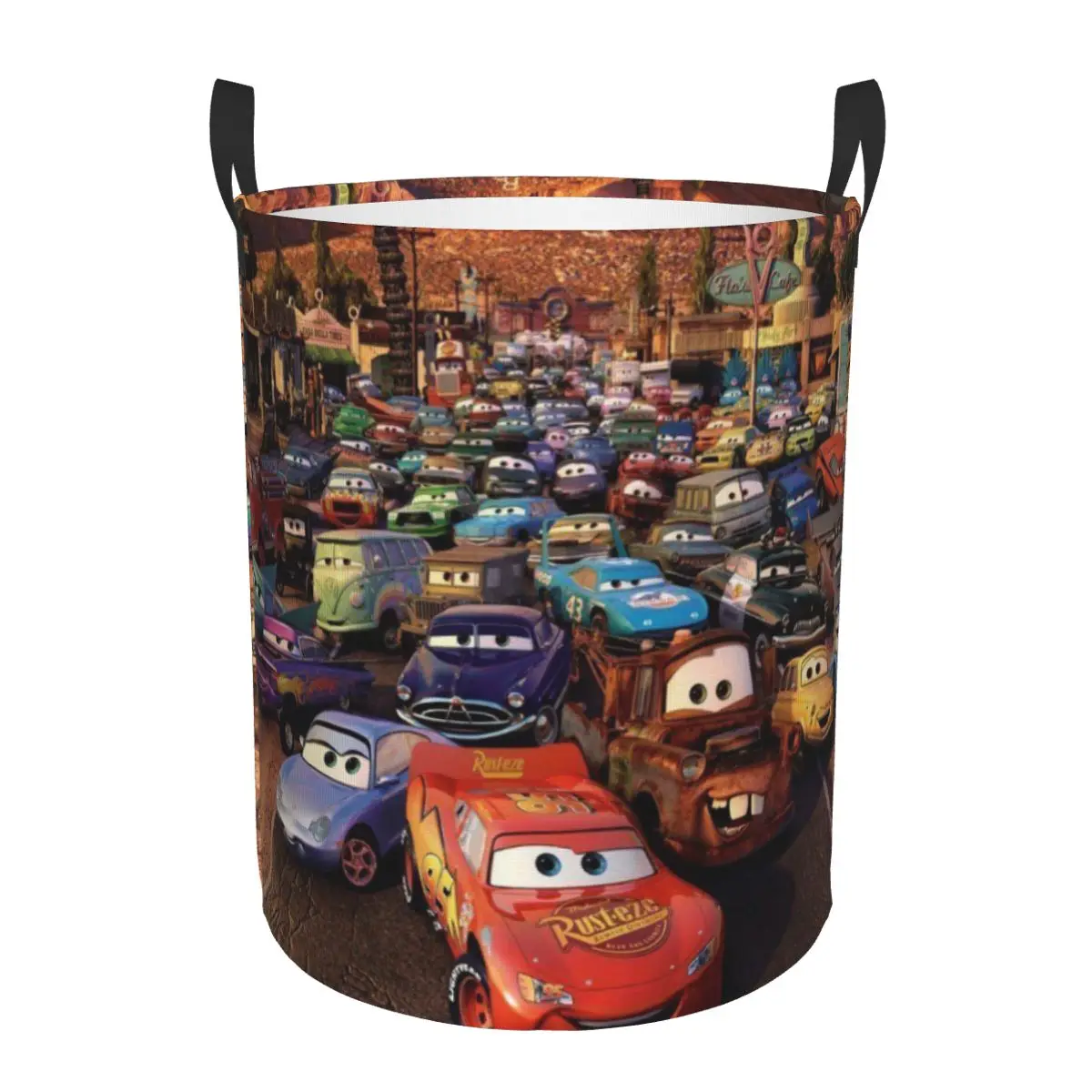 

Collapsible Round Single-Layer Laundry Basket Disney Pixar Cars Portable Dirty Clothes Hamper for Bathroom, Bedroom, and Laundry