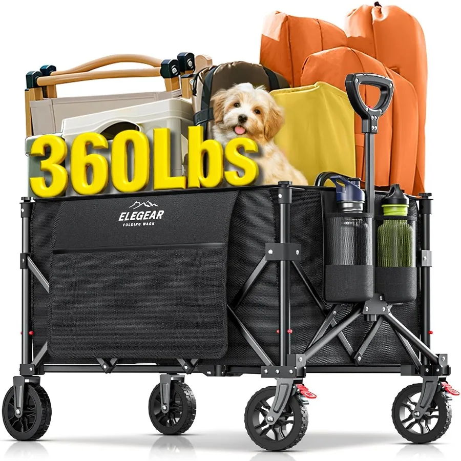 عربة عربة قابلة للطي وقابلة للطي 150 لتر 360 رطلًا عربة شاطئ ذات سعة كبيرة مع 360 عجلات لجميع التضاريس أصغر F