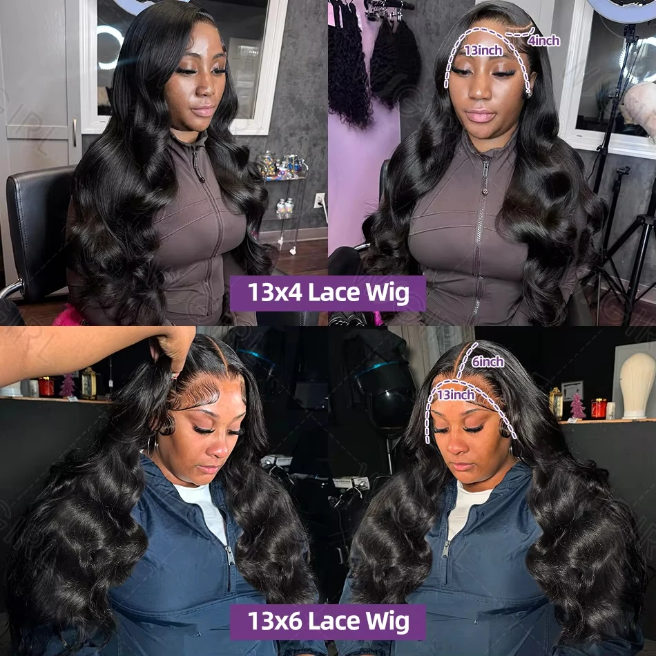 250 density 40 30 Inch 13x6 Hd Lace Frontal Body Wave Human Hair Wig 13x4 Brazilian Pre Plucked Human Hair Wig For Women image 5