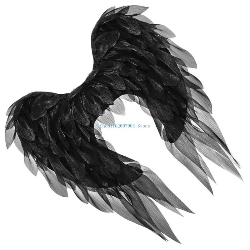 N7YF الأنيقة بالأبيض والأسود Angel Wing for Halloween Costumes Cosplay حدث مع الأشرطة القابلة للتعديل #5