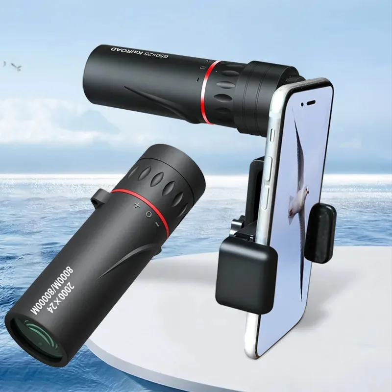 Telescópio Monocular HD com Suporte, 2000x24, Mini, Portátil, Celular, Ao Ar Livre, Camping, Caça, Observação de pássaros