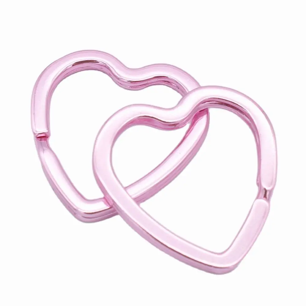 Pink Heart Shaped Split Key Rings Metal Key Ring Clip Key Fob Hardware Lovely Shape Key Ring Key Chains DIY Handmade Accessories