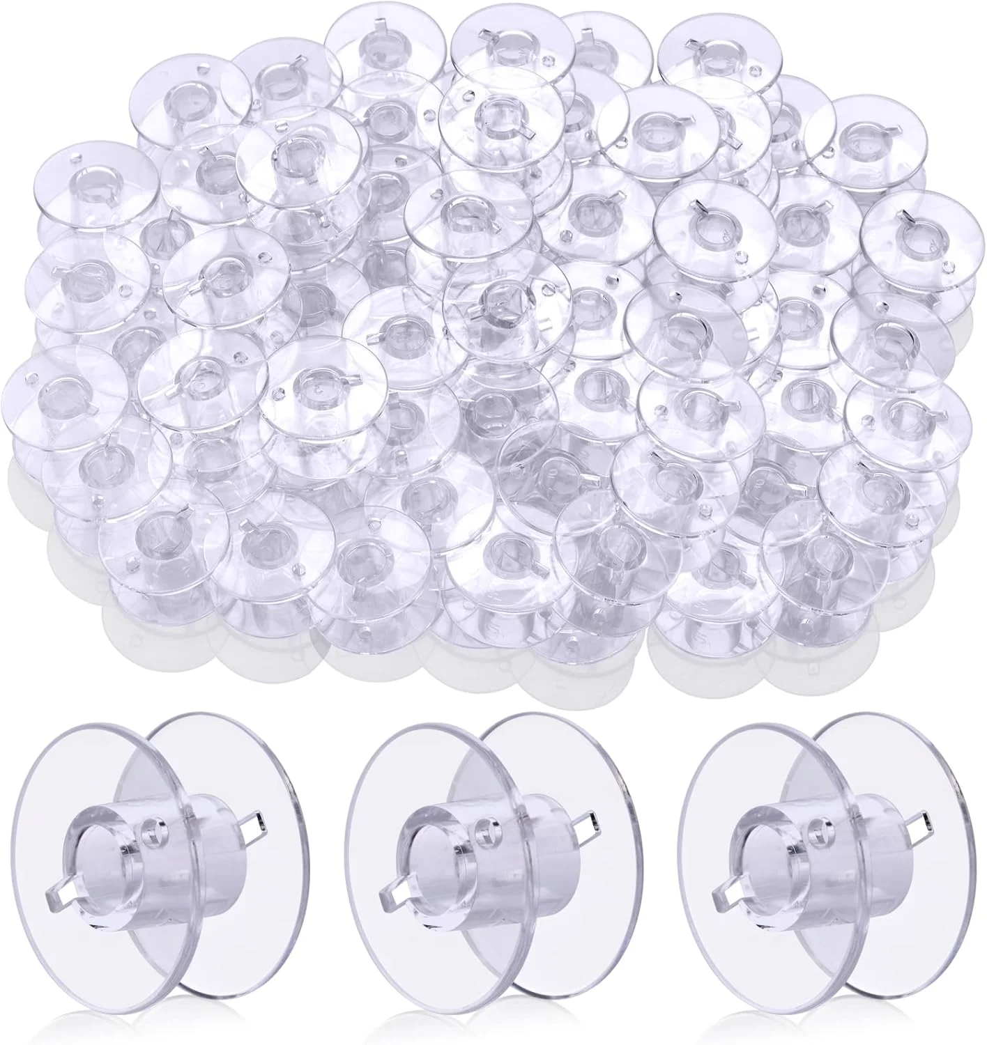 CLYAIYLC Sewing Machine Bobbin Grade 15 Plastic Bobbin Compatible with SA156 Sewing Machine Transparent Bobbin Bulk Sewing Acces
