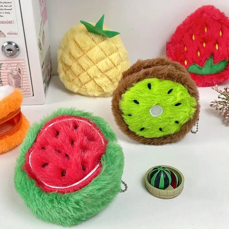 Fruit Plush Coin Pouch Small Wallet Plush Fruit Coin Pouch Wear Resistant Small Wallet With Fruit Design Plush Bag Pendant