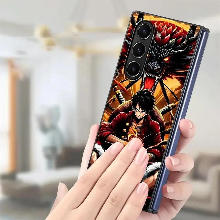 حافظة لهاتف سامسونج جالاكسي ZFold7 ZFold6 Z Fold 7 6 5 4 3 ZFold5 ZFold3 ZFold4 Hot Blooded Anime Zoro Luffy