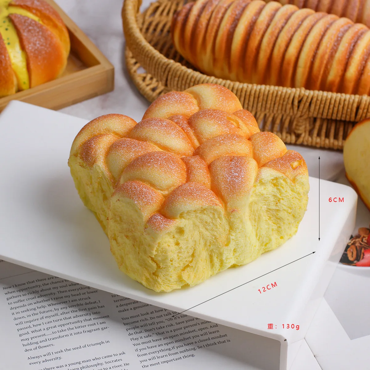 Simulation de gâteau à rebond lent, accessoires Photo, Croissant d'œuf, pain déchiré à la main, décoration de la maison, décompression, Fidget, jouet cadeau, nouvelle collection