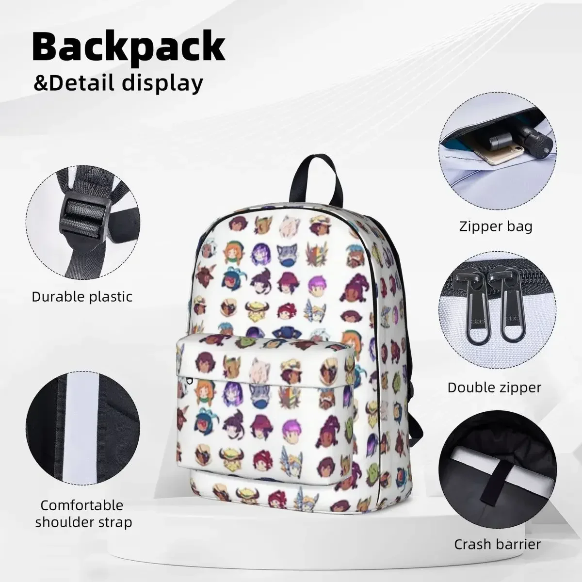 Brawlhalla Legends Set 1 - Series 2 Woman Backpacks Boys Bookbag Waterproof Students School Bags Portability Laptop Rucksack